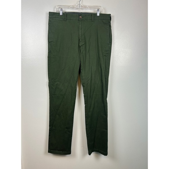 J. Crew Other - J Crew Flex Straight Fit Chinos Pants 36x36 Dark‎ Moss Green Plaid Flannel Lined